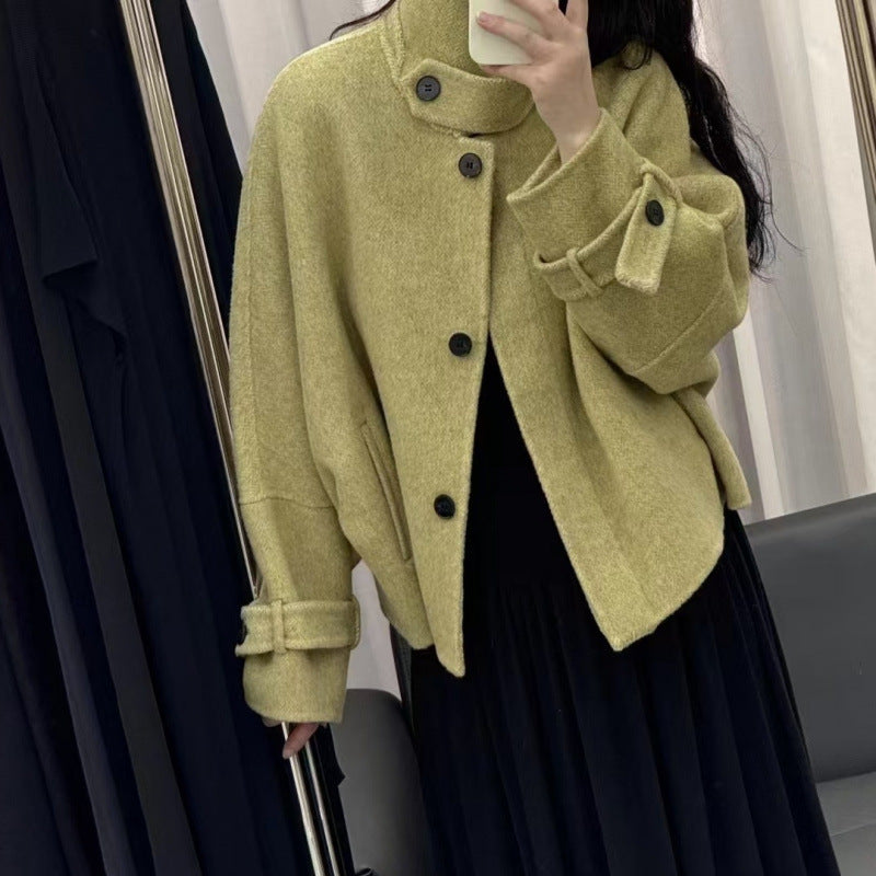 Reversible Cashmere Coat, Turtleneck High-End Single-Breasted Wool Tweed Jacket (Fall/Winter)