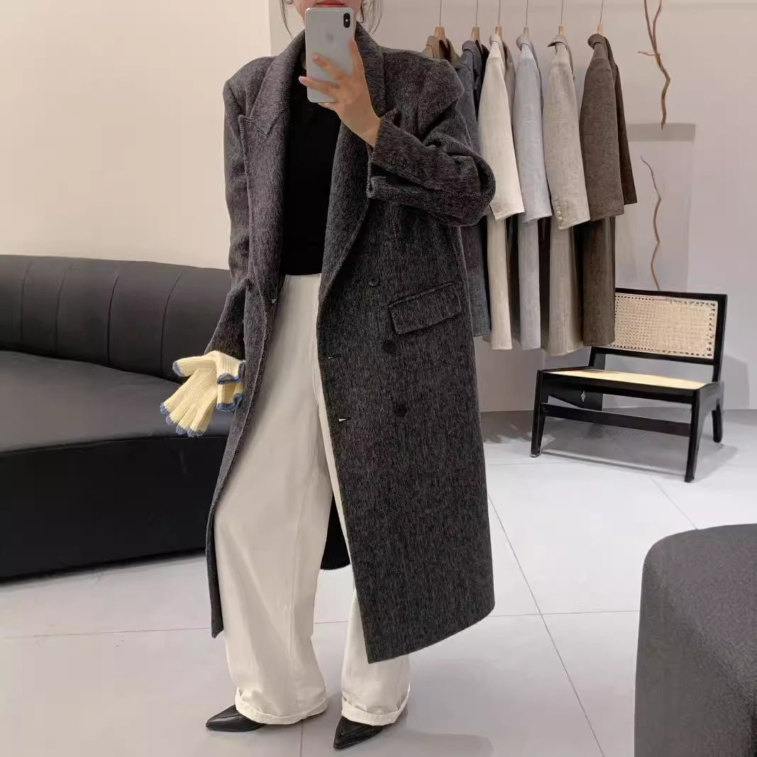 Herringbone Suit Collar Reversible Wool Coat