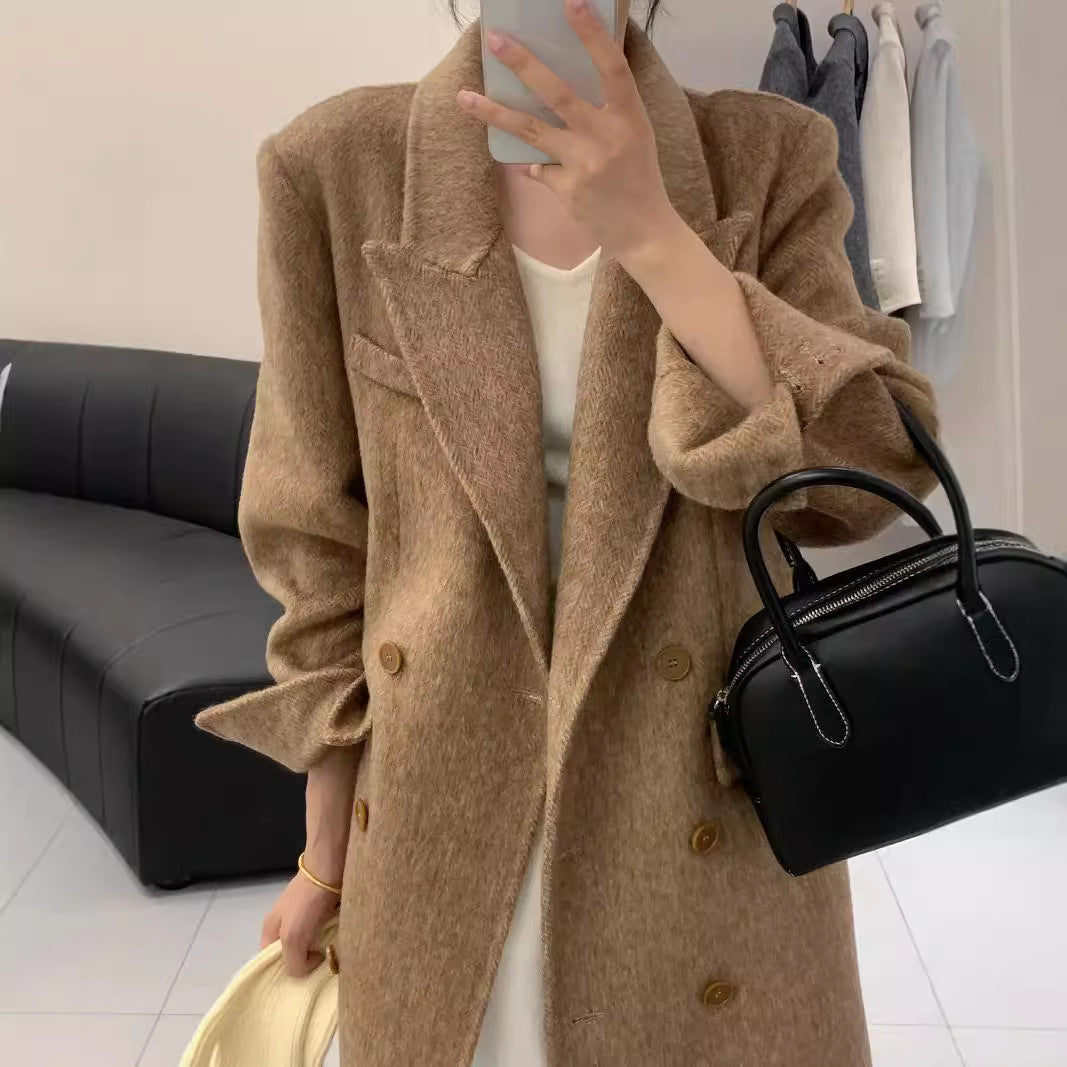 Herringbone Suit Collar Reversible Wool Coat