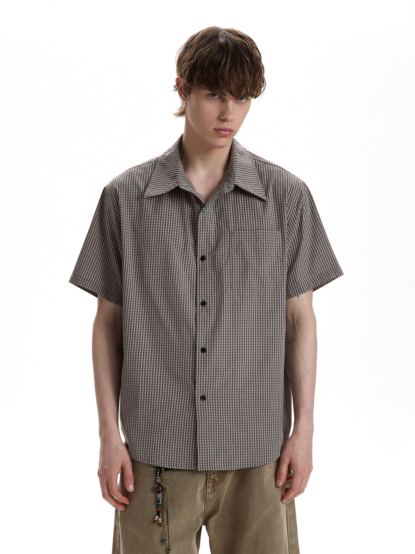 Vintage Micro-Check Short-Sleeve Shirt