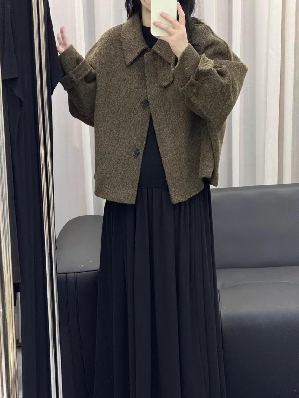 Reversible Cashmere Coat, Turtleneck High-End Single-Breasted Wool Tweed Jacket (Fall/Winter)