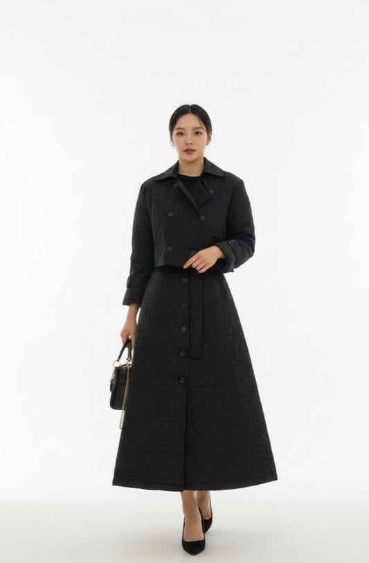 Autumn and Winter Button-Up Dress Set