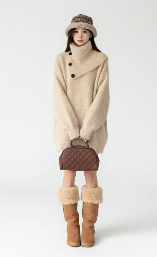 autumn/winter pullover mid-length knitwear