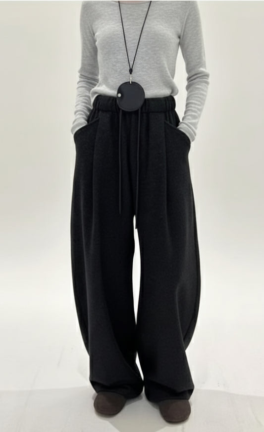 High-waist cashmere wide-leg trousers