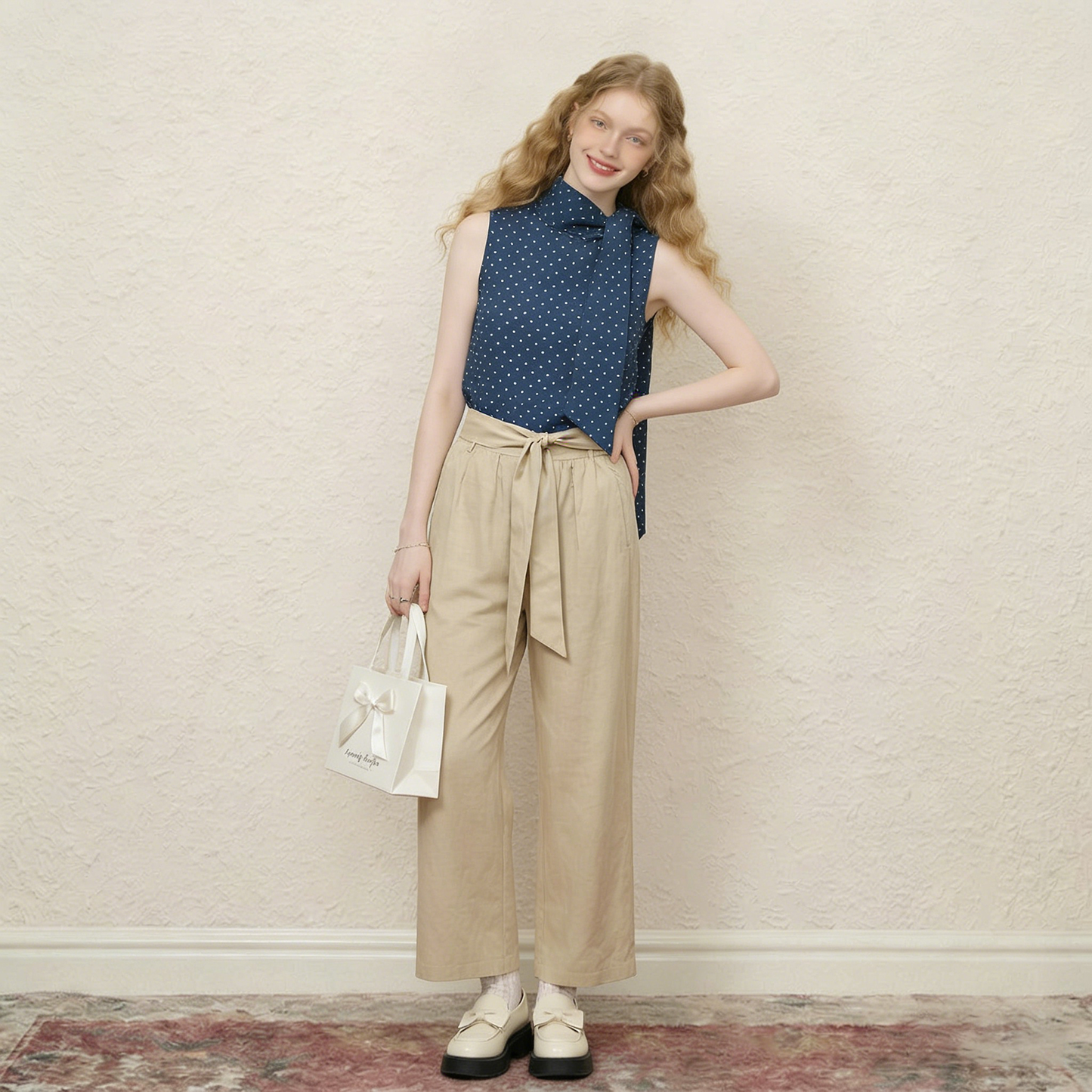 French polka dot strap sleeveless