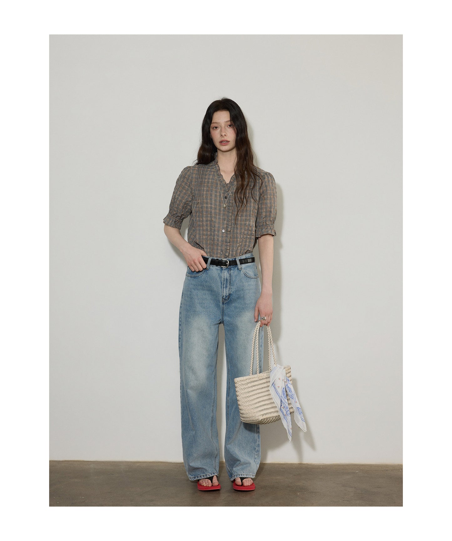 choose high-end ruffled five-quarter sleeve shirt