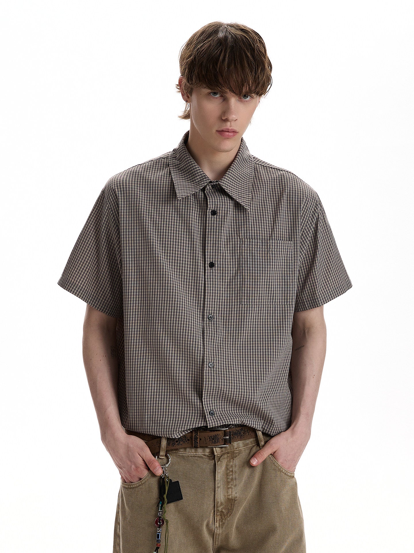 Vintage Micro-Check Short-Sleeve Shirt