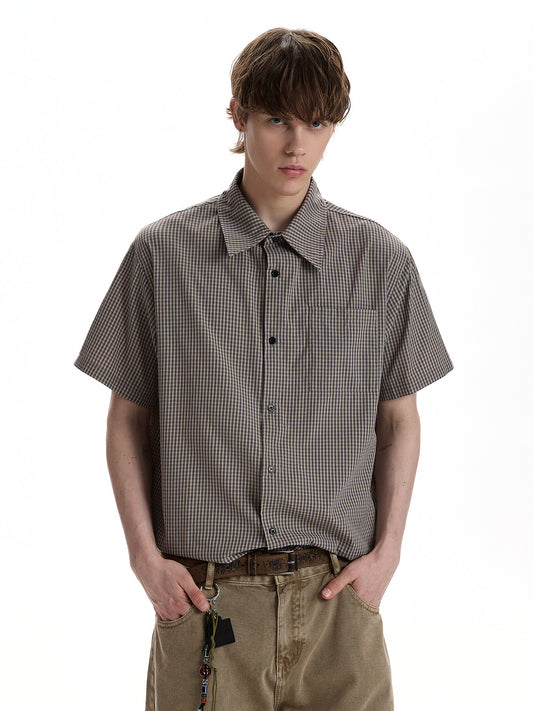 Vintage Micro-Check Short-Sleeve Shirt