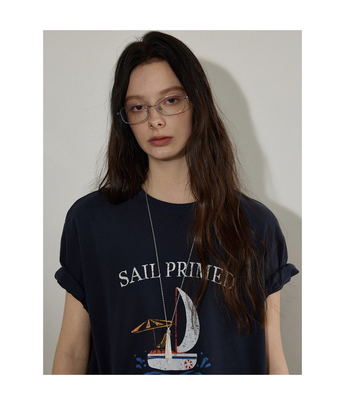 vintage sailboat print short-sleeve T-shirt