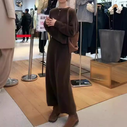 Cashmere Sweater Two-Piece Set for Autumn and Winter