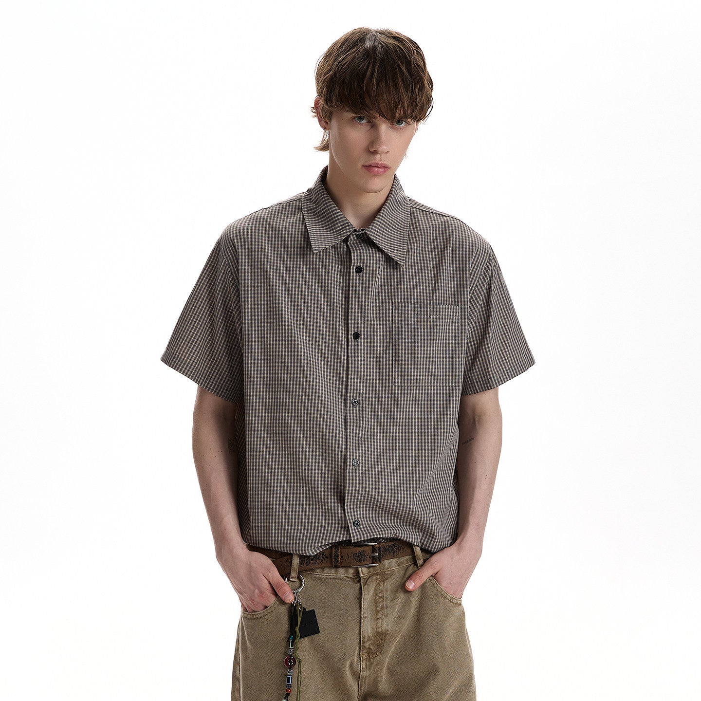 Vintage Micro-Check Short-Sleeve Shirt