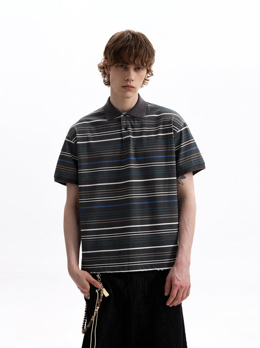 Relaxed Multi-Stripe Polo Shirt
