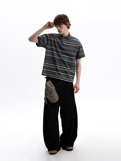 Relaxed Multi-Stripe Polo Shirt