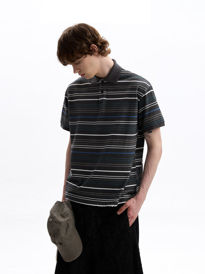 Relaxed Multi-Stripe Polo Shirt