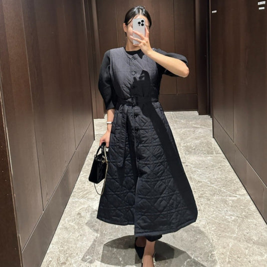 Autumn and Winter Button-Up Dress Set