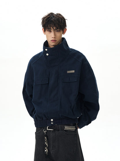 A PUEE american vintage bath style deconstructed stand up collar jacket men's and women's boxy short cargo Harrington jacket tide