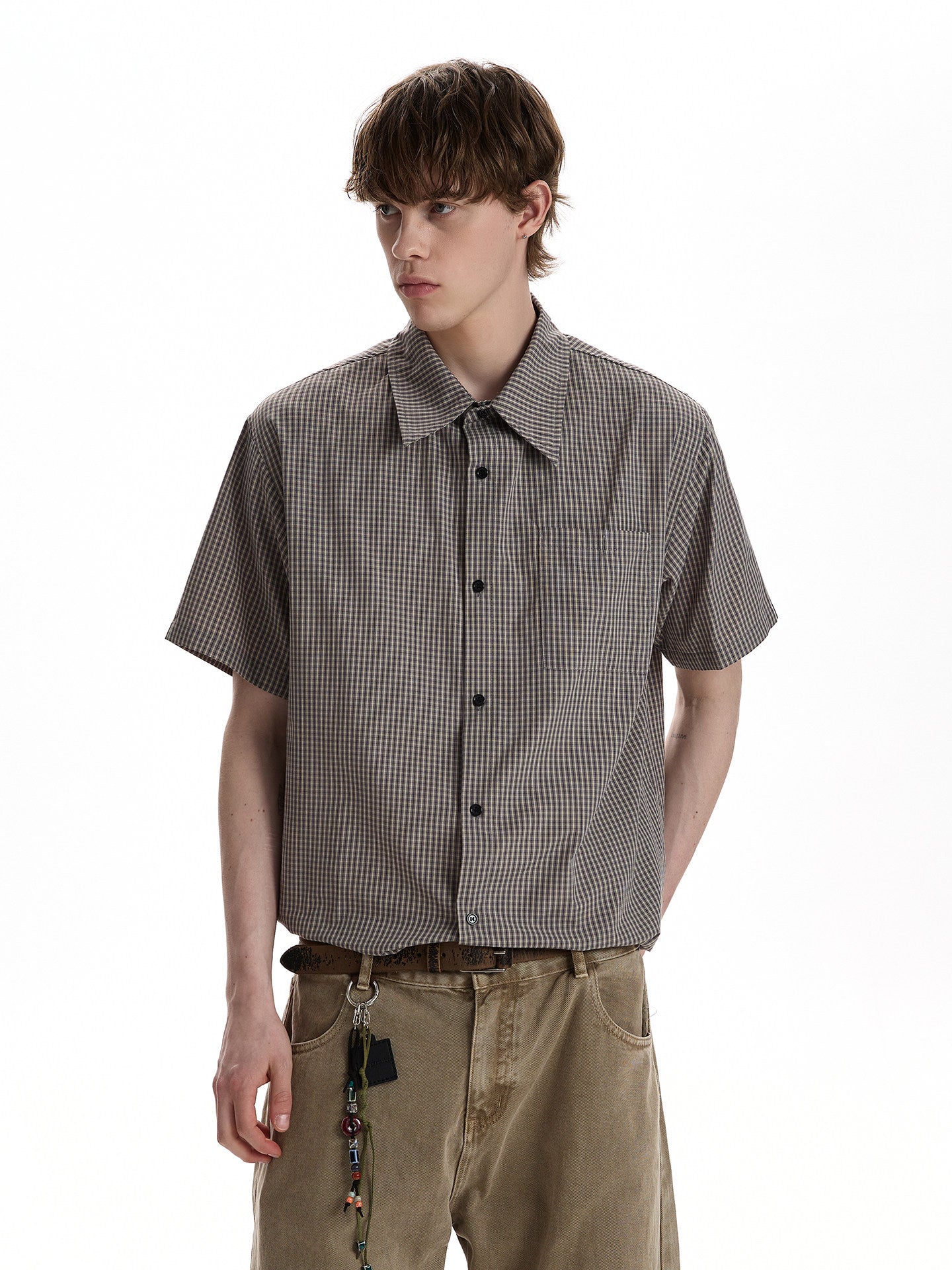Vintage Micro-Check Short-Sleeve Shirt