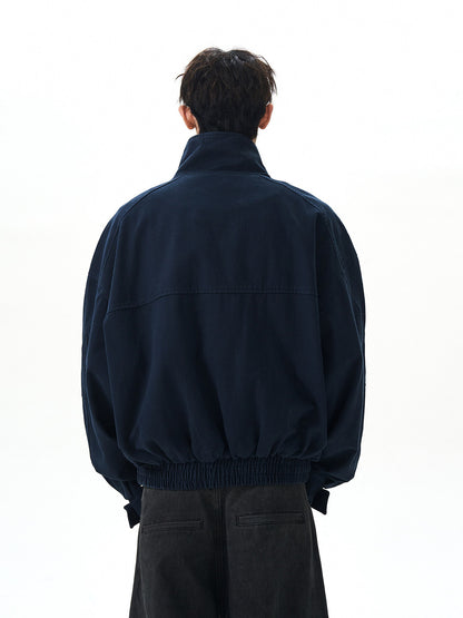 A PUEE american vintage bath style deconstructed stand up collar jacket men's and women's boxy short cargo Harrington jacket tide