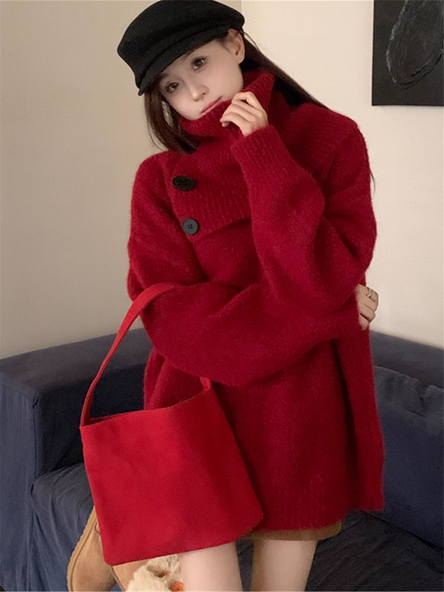 autumn/winter pullover mid-length knitwear