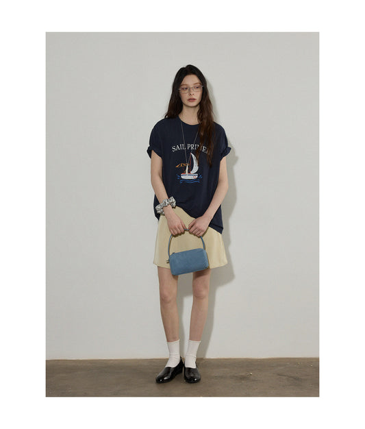 vintage sailboat print short-sleeve T-shirt