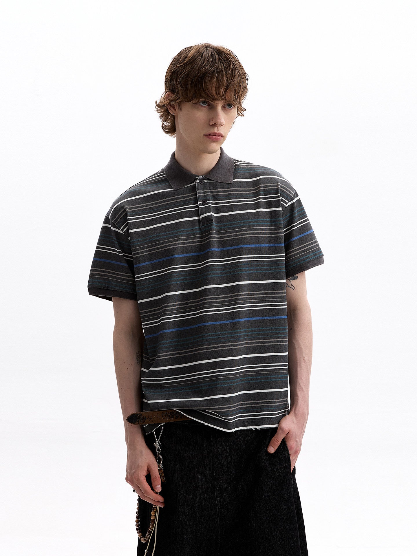 Relaxed Multi-Stripe Polo Shirt
