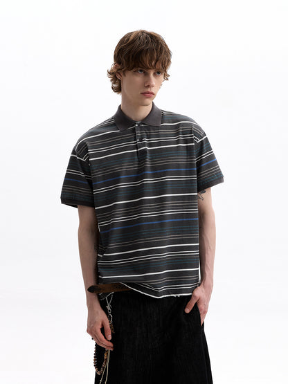 Relaxed Multi-Stripe Polo Shirt