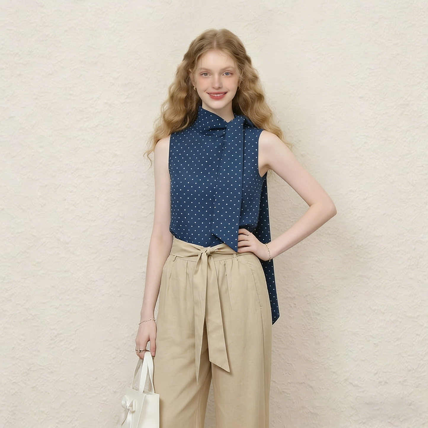 French polka dot strap sleeveless