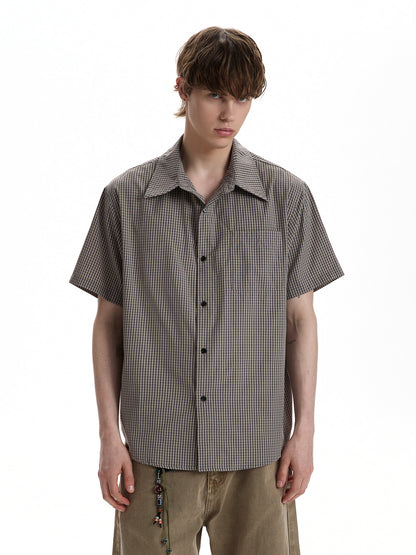 Vintage Micro-Check Short-Sleeve Shirt