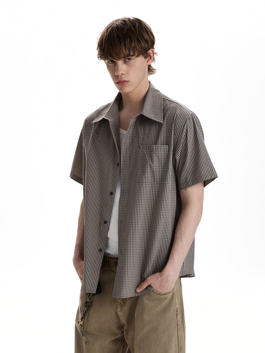 Vintage Micro-Check Short-Sleeve Shirt